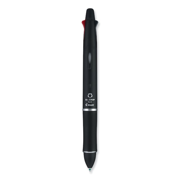 Pen/Pencil, 4 Assorted Inks, Black Barrel